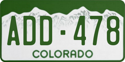 CO license plate ADD478