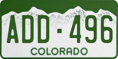 CO license plate ADD496
