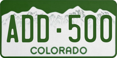 CO license plate ADD500