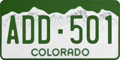 CO license plate ADD501