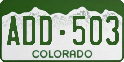 CO license plate ADD503