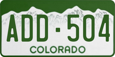 CO license plate ADD504