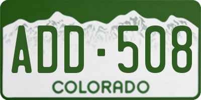 CO license plate ADD508