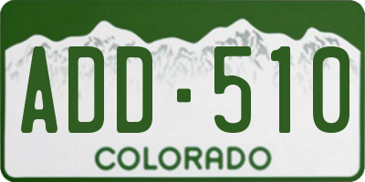 CO license plate ADD510