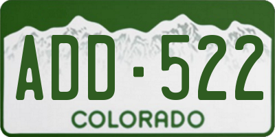 CO license plate ADD522