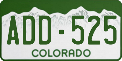 CO license plate ADD525