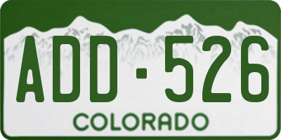 CO license plate ADD526