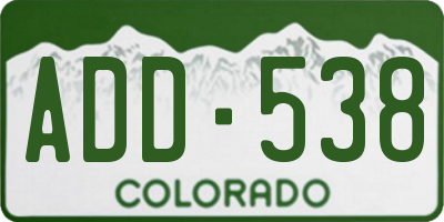 CO license plate ADD538
