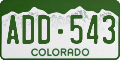 CO license plate ADD543