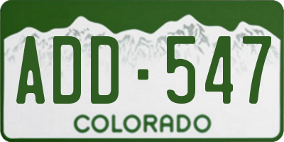 CO license plate ADD547