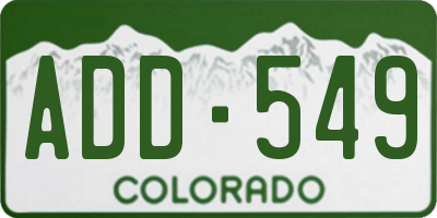 CO license plate ADD549