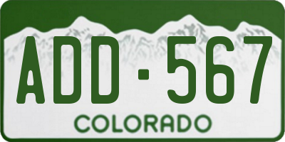 CO license plate ADD567
