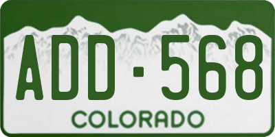CO license plate ADD568