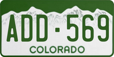 CO license plate ADD569