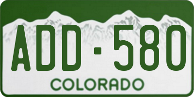 CO license plate ADD580