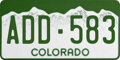 CO license plate ADD583