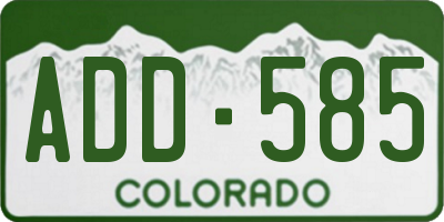 CO license plate ADD585