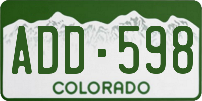 CO license plate ADD598