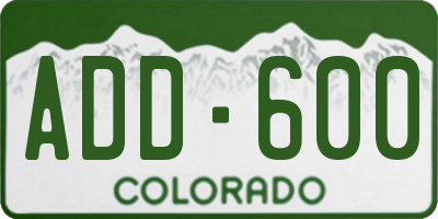 CO license plate ADD600