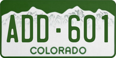 CO license plate ADD601