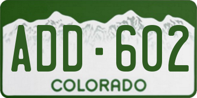CO license plate ADD602