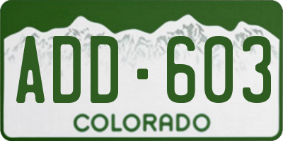 CO license plate ADD603
