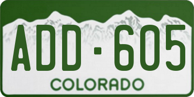 CO license plate ADD605