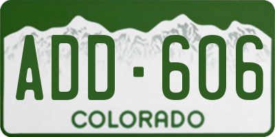 CO license plate ADD606