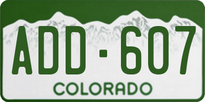 CO license plate ADD607