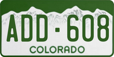 CO license plate ADD608