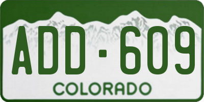 CO license plate ADD609