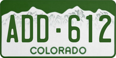CO license plate ADD612