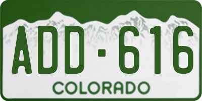 CO license plate ADD616