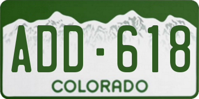 CO license plate ADD618