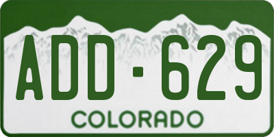 CO license plate ADD629