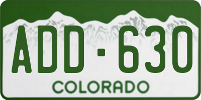 CO license plate ADD630