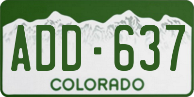 CO license plate ADD637