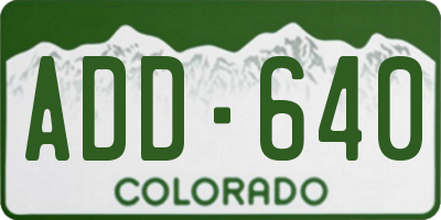 CO license plate ADD640