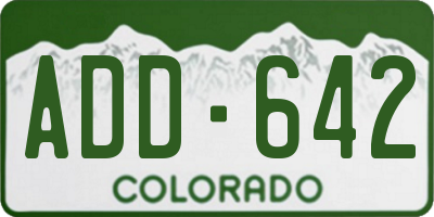 CO license plate ADD642