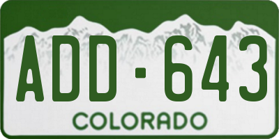 CO license plate ADD643