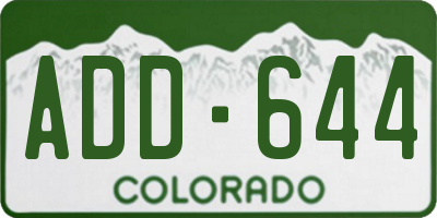 CO license plate ADD644