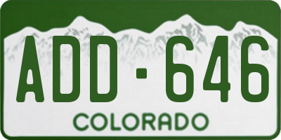 CO license plate ADD646