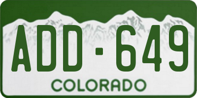 CO license plate ADD649