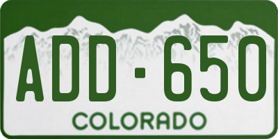 CO license plate ADD650