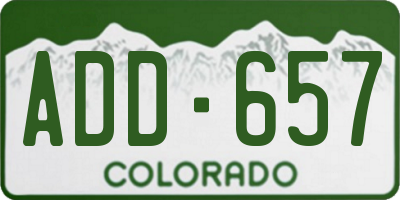 CO license plate ADD657