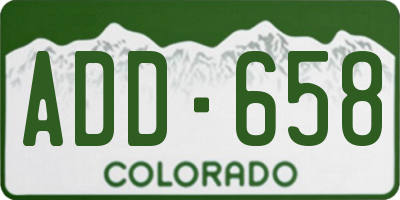 CO license plate ADD658