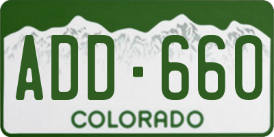 CO license plate ADD660