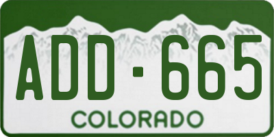 CO license plate ADD665