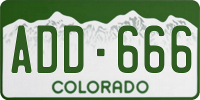 CO license plate ADD666