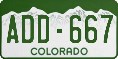 CO license plate ADD667